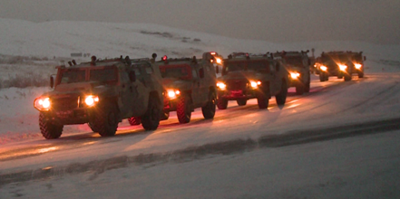 Военная техника 55-й  отдельной мотострелковой горной бригады прибывает на место постоянной дислокации – в Кызыл