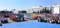 Праздничное шествие и торжественный митинг, посвященные  Дню Весны и Труда. 1 мая 2013 года.  г. Кызыл.
